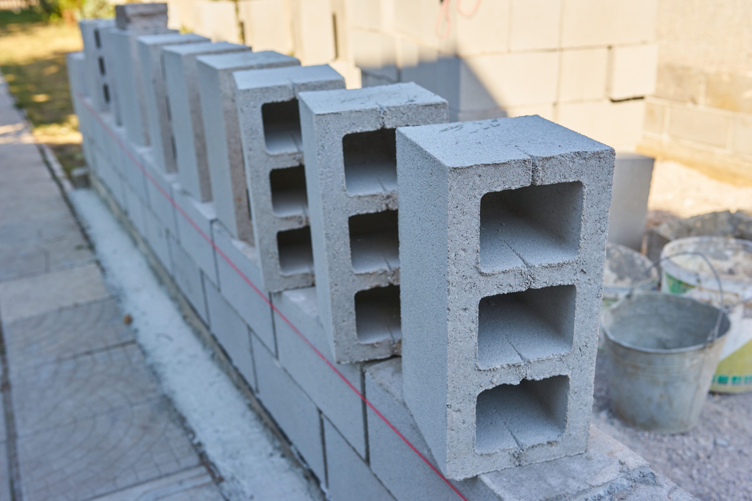 Concrete block house problems- Concrete blocks lined up on the floor