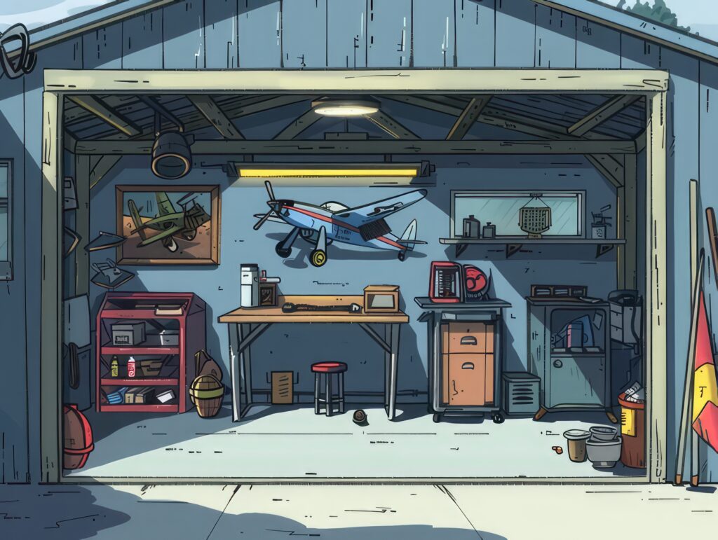 A garage equipped with all the common garage things