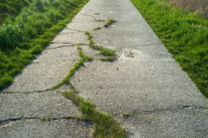 Concrete Driveway Crack Repair - A Sidewalk with Cracks in it