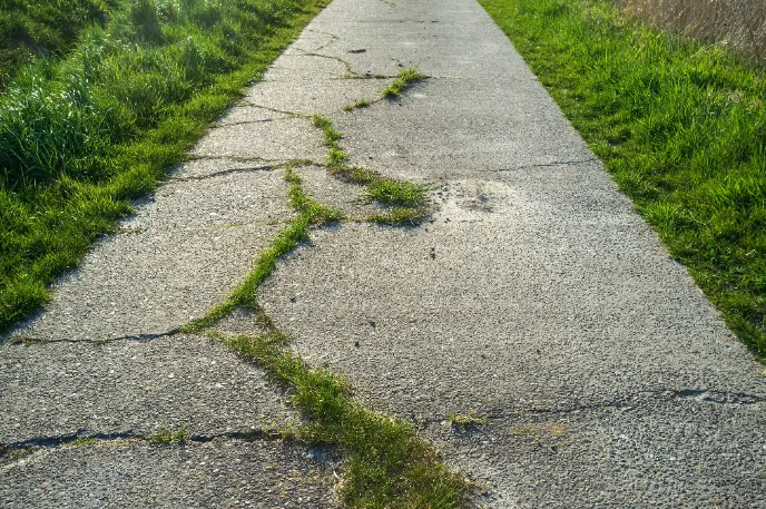 Concrete Driveway Crack Repair - A Sidewalk with Cracks in it