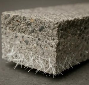 A cross-sectional view of glass fiber reinforced concrete