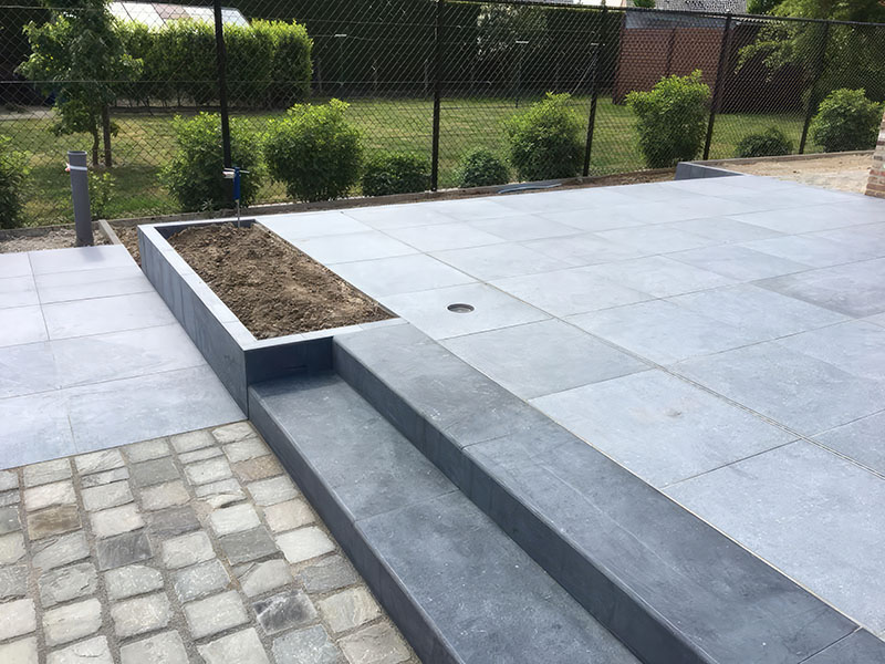 A concrete patio with an even and smooth surface