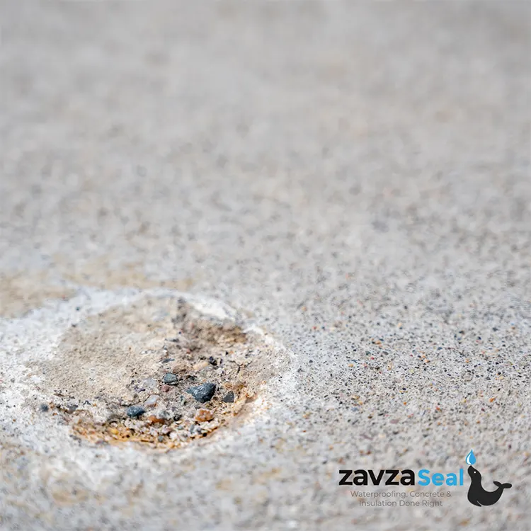 A hole in the concrete slab where the polyleveling foam was injected