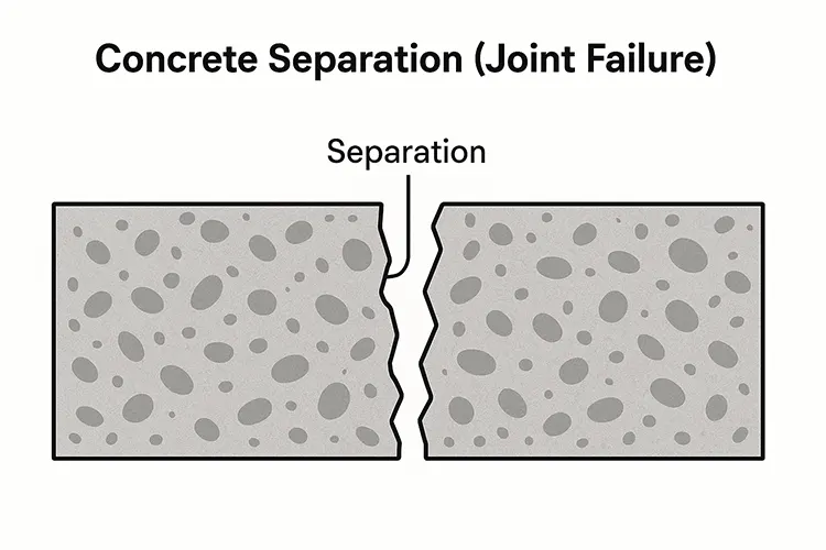 A diagram showing concrete separation
