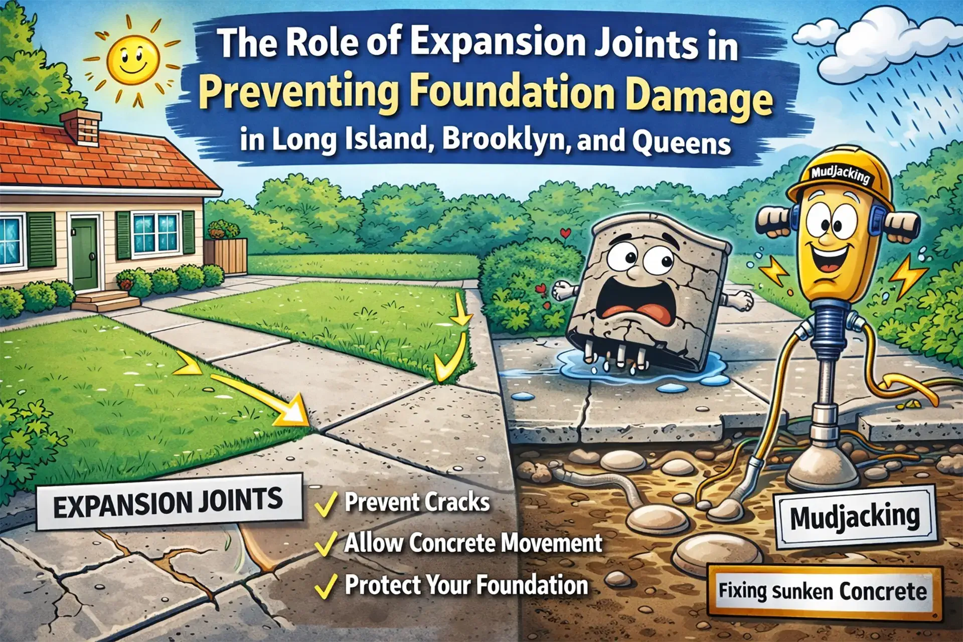 Image showing the role of expansion joints in preventing foundation damage in NYC.